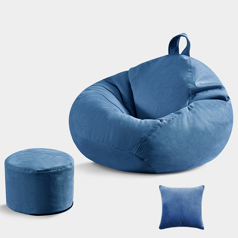 Solid Color Chair with Ottoman and Pillow Armless Chair for Living Room