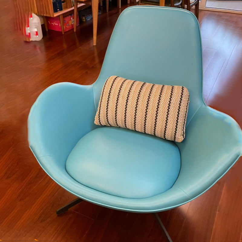 37.5"L x 37"W x 34"H Casual Eggshell Chair Faux Leather and Velvet Accent Chair