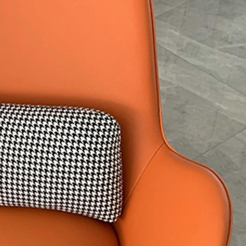 37.5"L x 37"W x 34"H Casual Eggshell Chair Faux Leather and Velvet Accent Chair