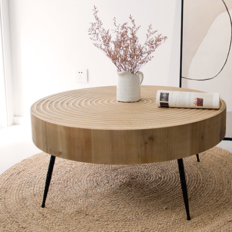 Scandinavian 3 Legs Coffee Table Round Wooden Cocktail Table for Living Room