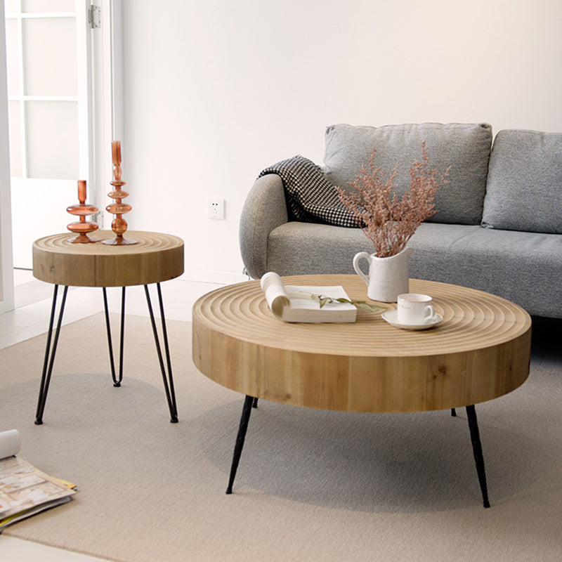 Scandinavian 3 Legs Coffee Table Round Wooden Cocktail Table for Living Room