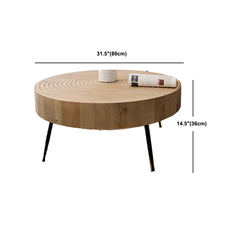 Scandinavian 3 Legs Coffee Table Round Wooden Cocktail Table for Living Room