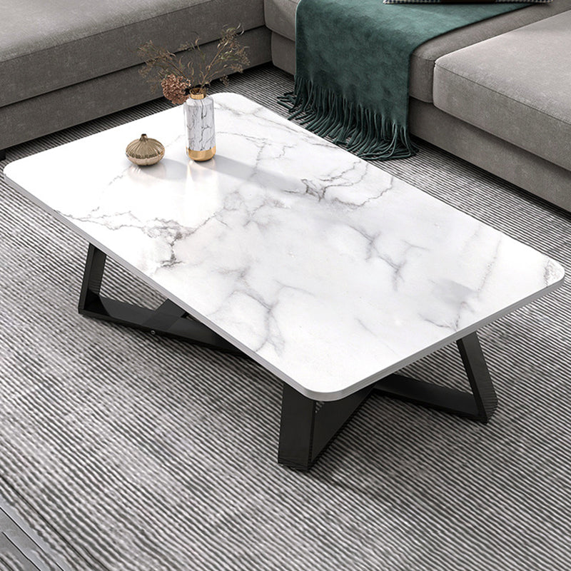 17.72" Tall Glam Style Coffee Cocktail Table Slate Rectangular Coffee Table
