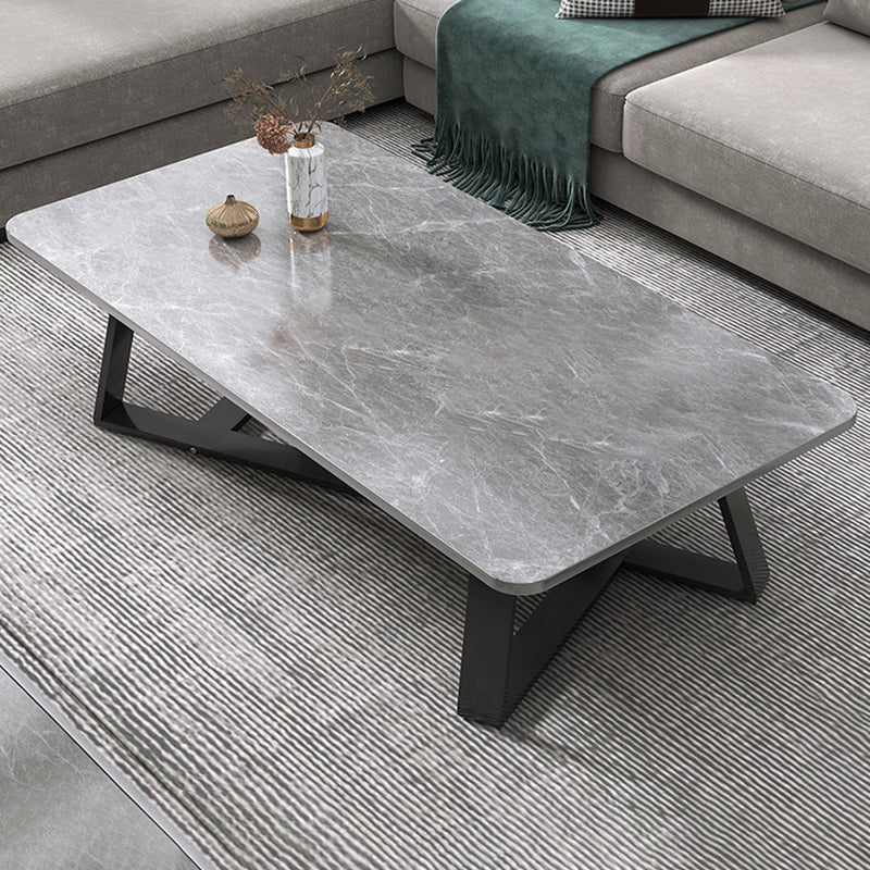 17.72" Tall Glam Style Coffee Cocktail Table Slate Rectangular Coffee Table