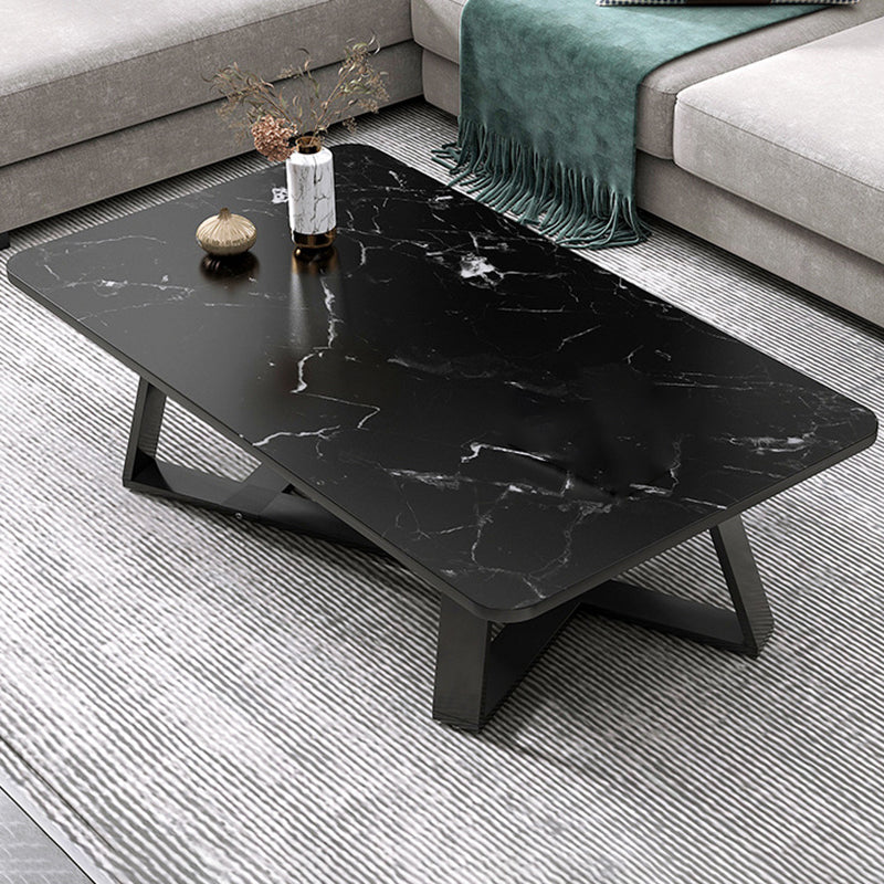 17.72" Tall Glam Style Coffee Cocktail Table Slate Rectangular Coffee Table