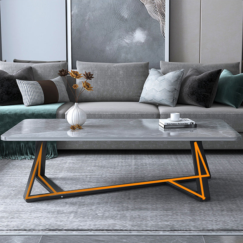 17.72" Tall Glam Style Coffee Cocktail Table Slate Rectangular Coffee Table