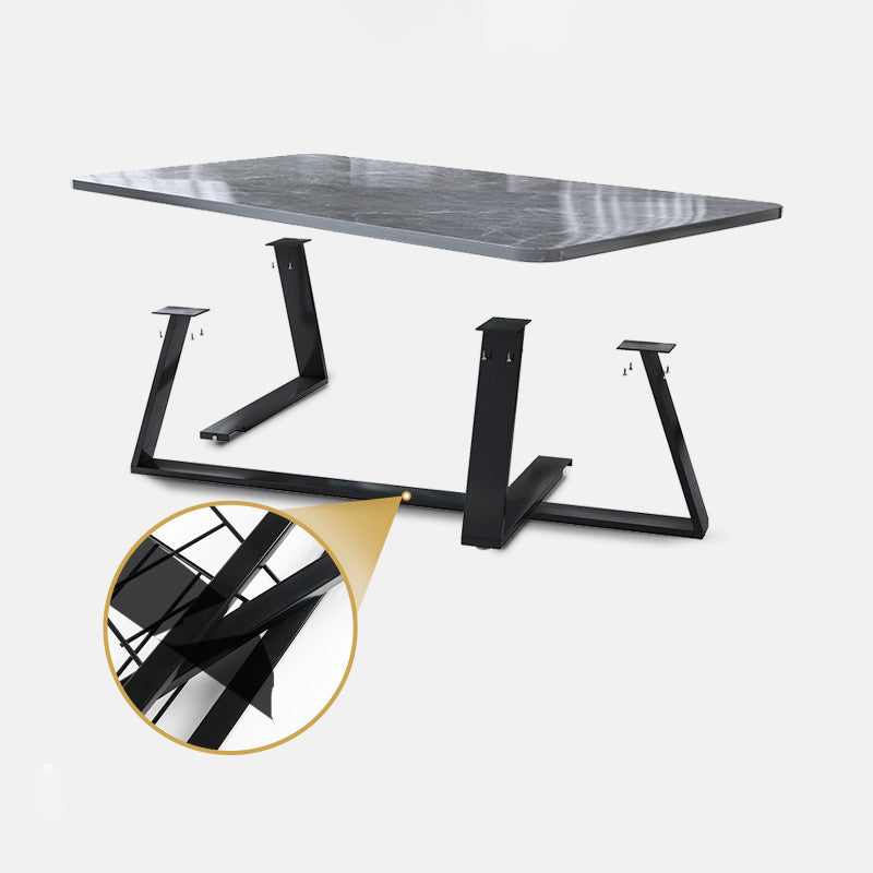 17.72" Tall Glam Style Coffee Cocktail Table Slate Rectangular Coffee Table
