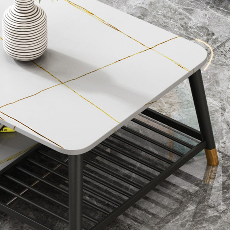 Glam Frame Coffee Table Slate Rectangular Coffee Table for Living Room