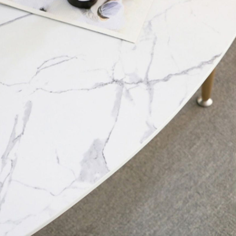17.72" Tall Glam Style Coffee Cocktail Table Marble Top Coffee Table