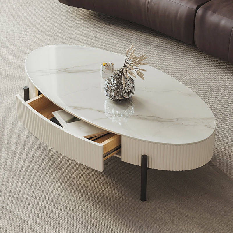 Glam 4 Legs Coffee Cocktail Table Slate Cocktail Table with Storage Drawers