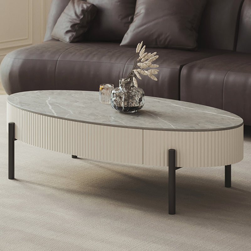 Glam 4 Legs Coffee Cocktail Table Slate Cocktail Table with Storage Drawers