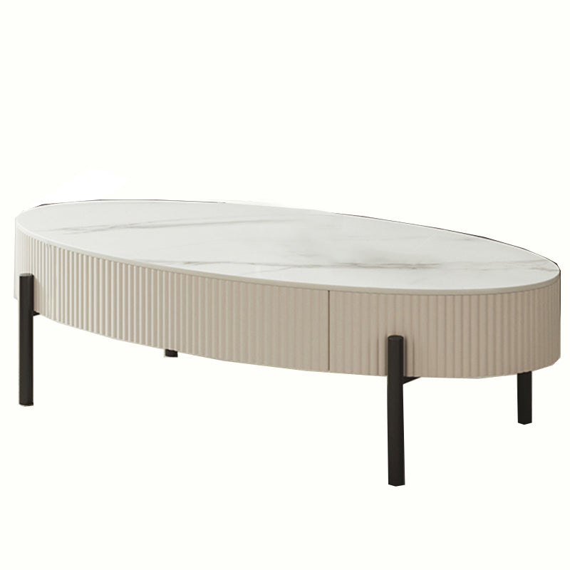 Glam 4 Legs Coffee Cocktail Table Slate Cocktail Table with Storage Drawers