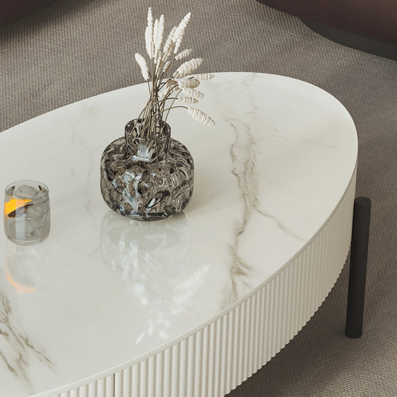 Glam 4 Legs Coffee Cocktail Table Slate Cocktail Table with Storage Drawers