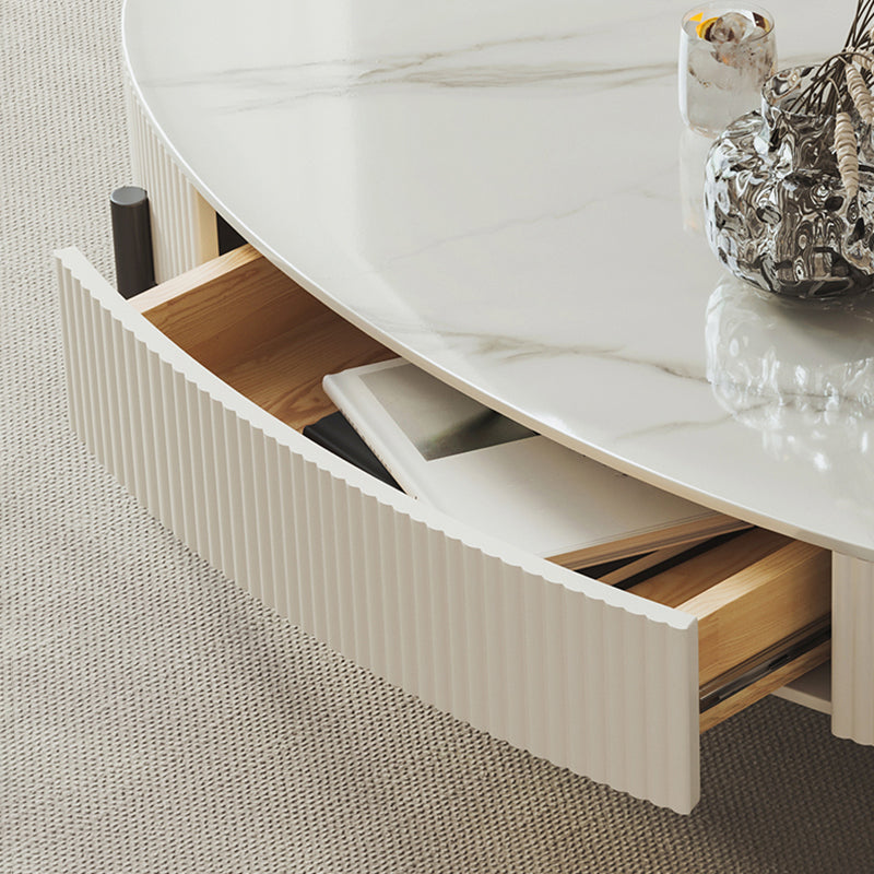 Glam 4 Legs Coffee Cocktail Table Slate Cocktail Table with Storage Drawers