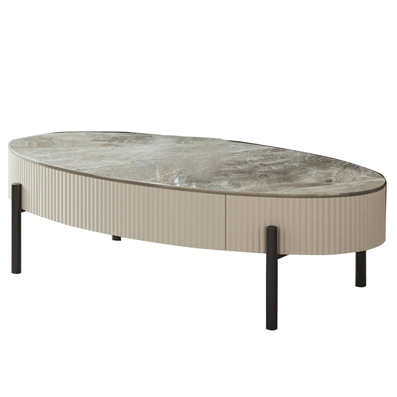 Glam 4 Legs Coffee Cocktail Table Slate Cocktail Table with Storage Drawers