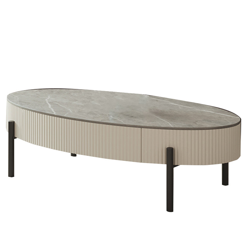 Glam 4 Legs Coffee Cocktail Table Slate Cocktail Table with Storage Drawers