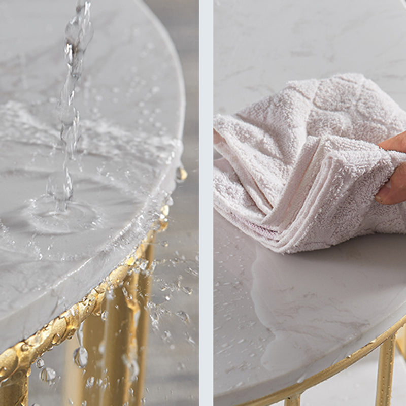 Glam Marble Coffee Cocktail Table Frame Oval Coffee Table for Living Room