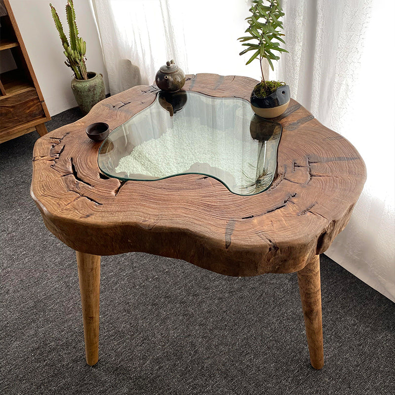 Scandinavian Wooden Coffee Table Free form 3 Legs Coffee Table Set for Living Room