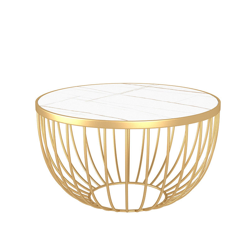 Single Slate Drum Coffee Table Modern Minimalist Round Coffee Table