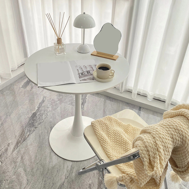 Modern Wooden Coffee Table Round Top Shape Pedestal Cocktail Table