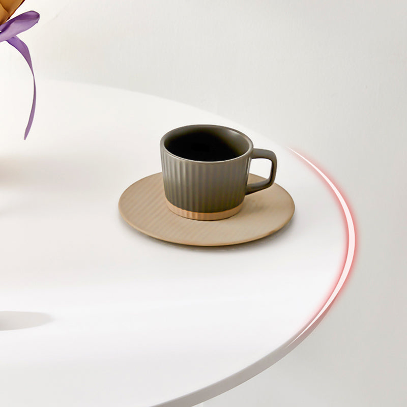 Modern Wooden Coffee Table Round Top Shape Pedestal Cocktail Table