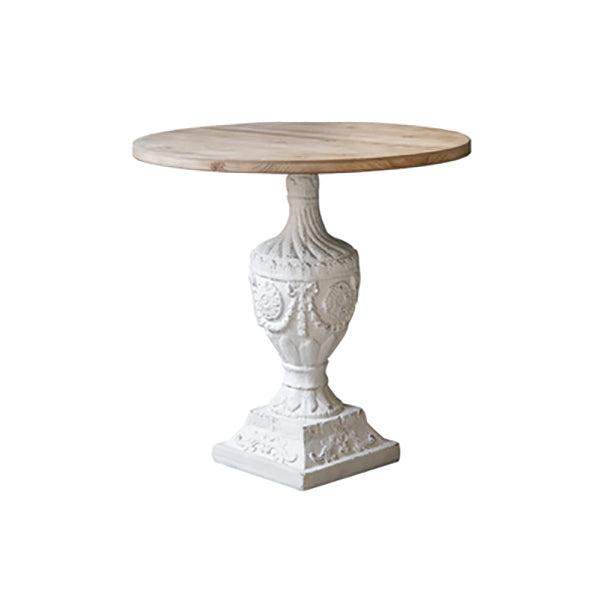 Rustic Style Side End Table Pedestal Distressed Round Sofa Side Accent Table