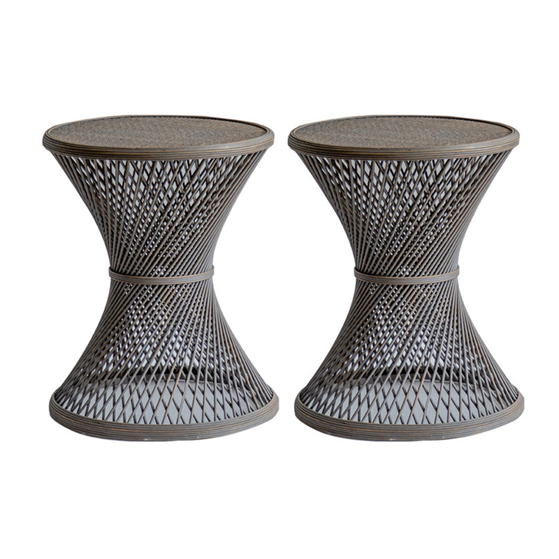 French Country Style Wooden Side End Table Pedestal Round Sofa Side Accent Table