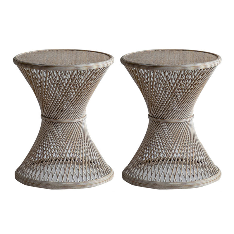 French Country Style Wooden Side End Table Pedestal Round Sofa Side Accent Table