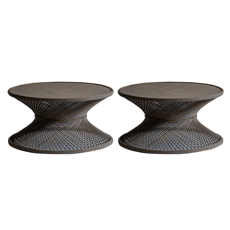 French Country Style Wooden Side End Table Pedestal Round Sofa Side Accent Table