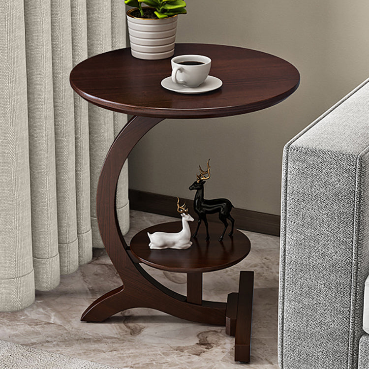 23.6" Tall Scandinavian Style Side End Table Wooden Round Sofa Side Accent Table