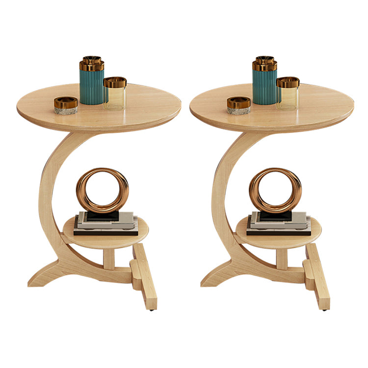 23.6" Tall Scandinavian Style Side End Table Wooden Round Sofa Side Accent Table