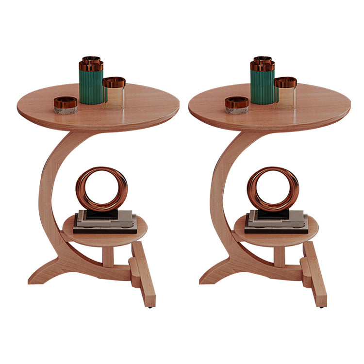 23.6" Tall Scandinavian Style Side End Table Wooden Round Sofa Side Accent Table