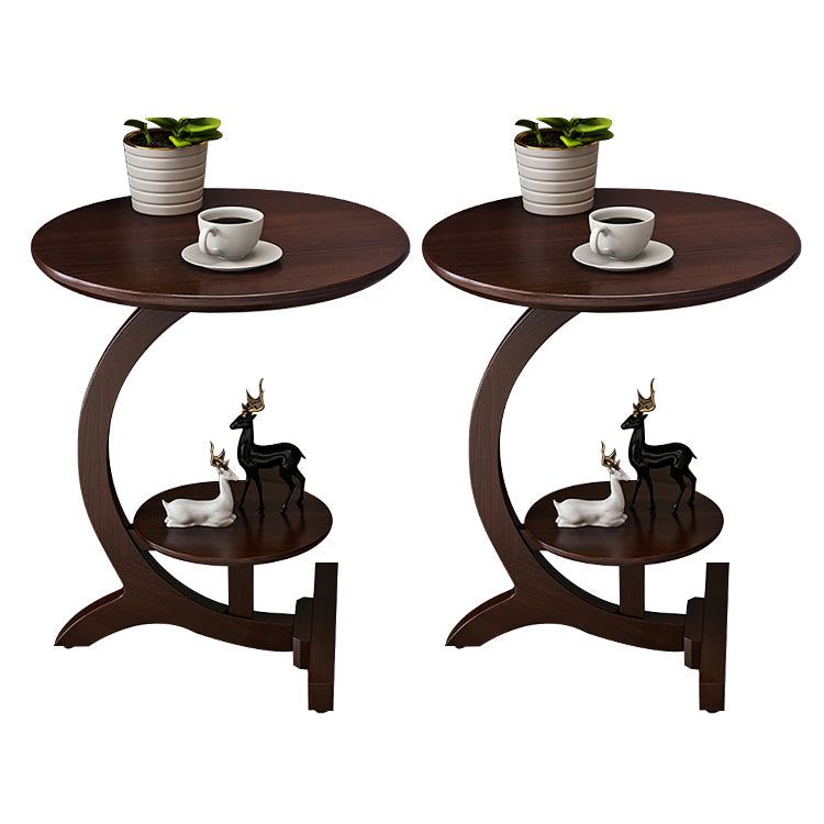 23.6" Tall Scandinavian Style Side End Table Wooden Round Sofa Side Accent Table