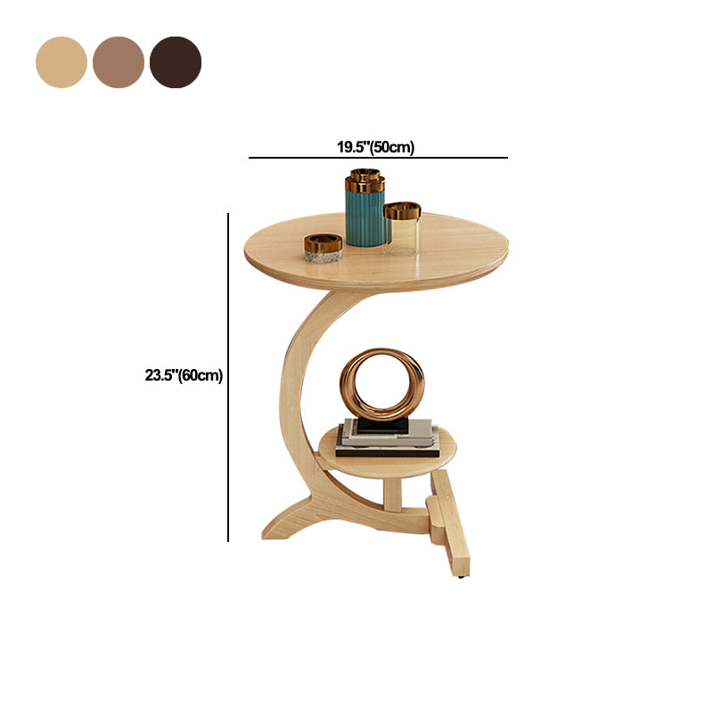 23.6" Tall Scandinavian Style Side End Table Wooden Round Sofa Side Accent Table