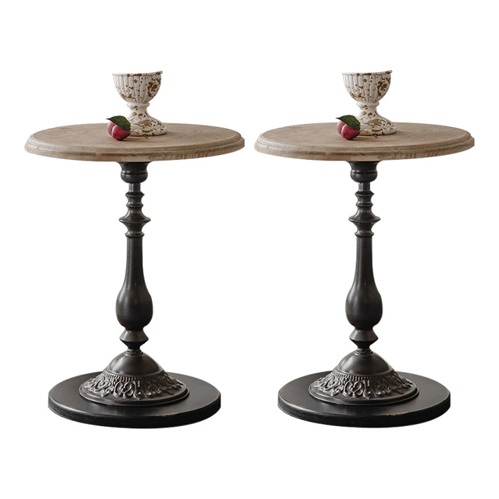 French Country Style Side End Table Pedestal Round Sofa Side Accent Table