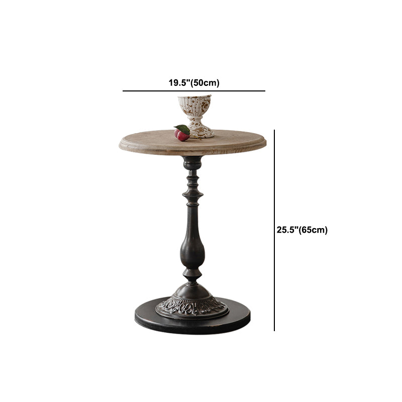 French Country Style Side End Table Pedestal Round Sofa Side Accent Table