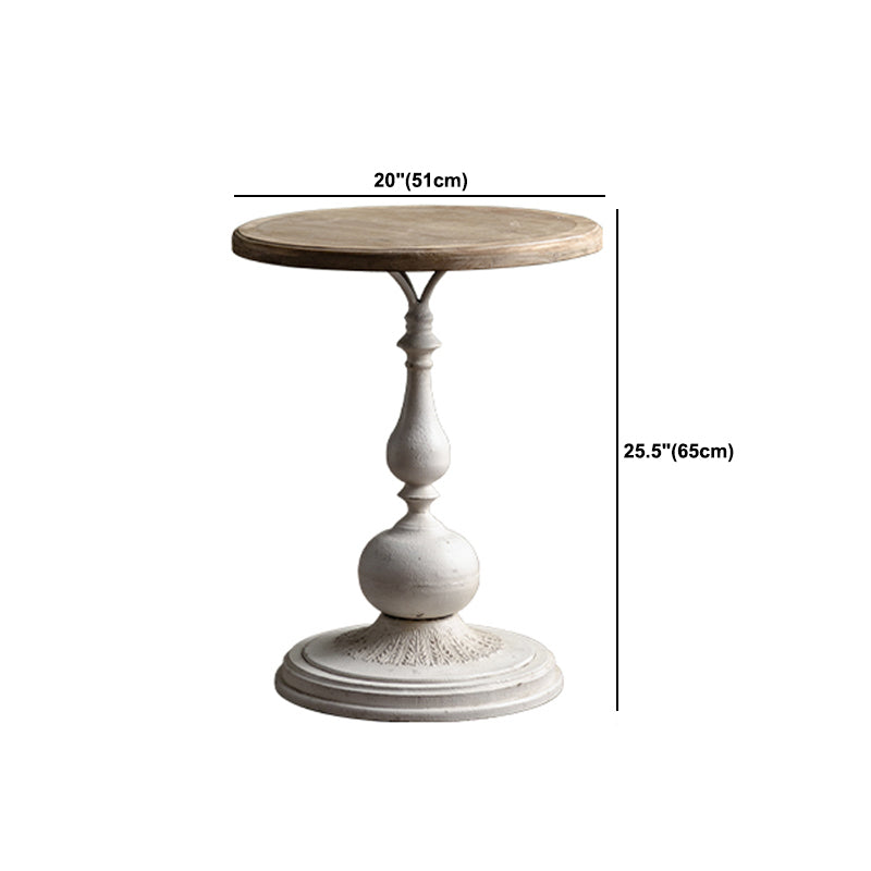 French Country Style Side End Table Pedestal Round Sofa Side Accent Table