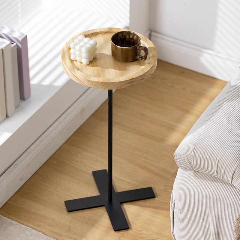 21.65" Tall Contemporary Style Side End Table Pedestal Round Sofa Side Accent Table