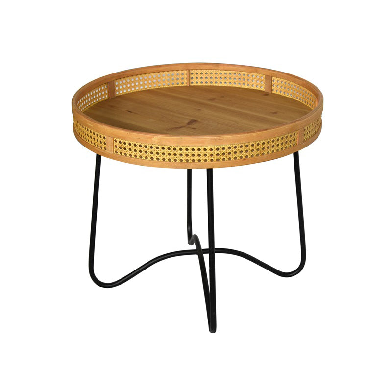 Scandinavian Style Sofa Side Accent Table Natural Round Side End Table
