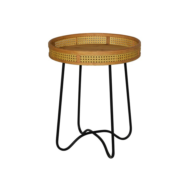 Scandinavian Style Sofa Side Accent Table Natural Round Side End Table