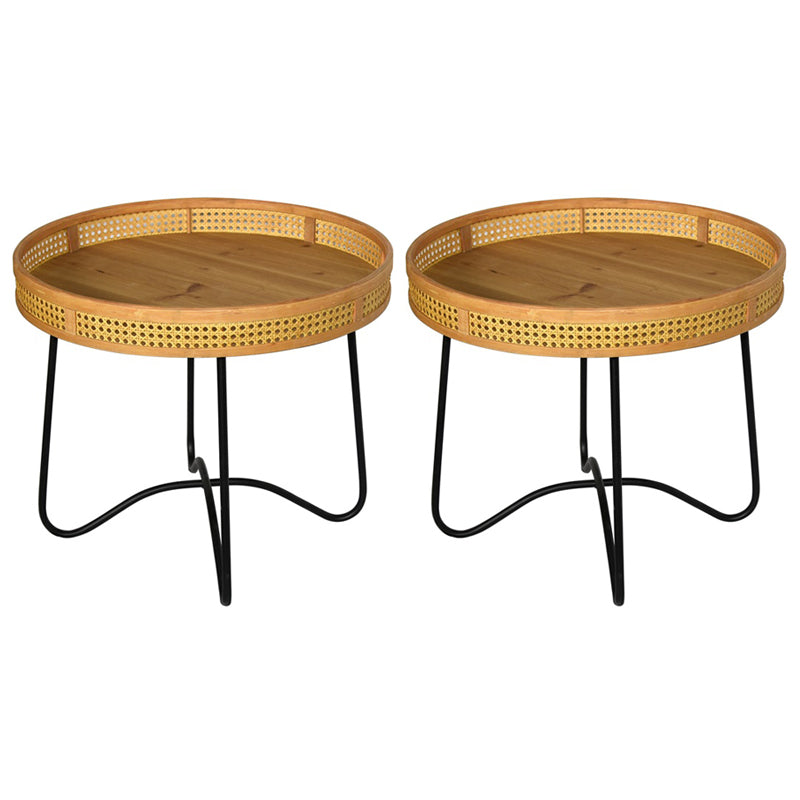 Scandinavian Style Sofa Side Accent Table Natural Round Side End Table