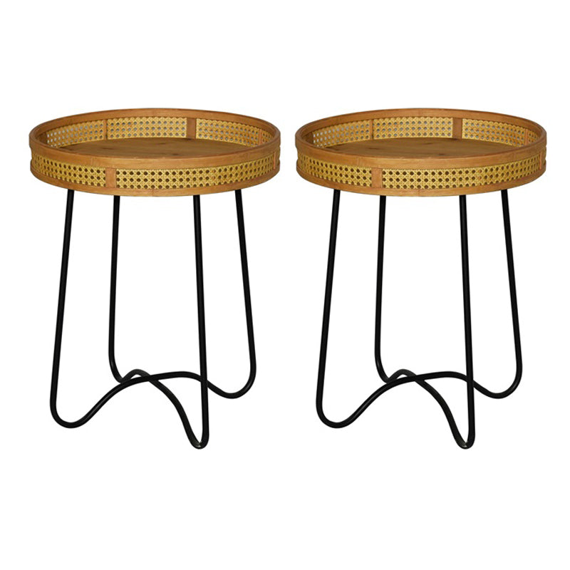 Scandinavian Style Sofa Side Accent Table Natural Round Side End Table