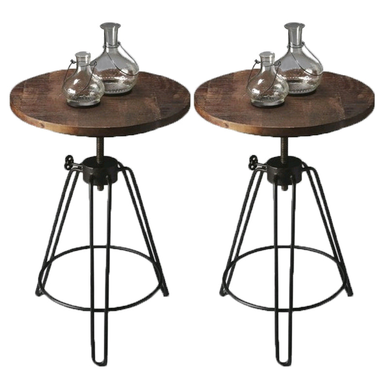 Rustic Style Side End Table Tri Pin Round Sofa Side Accent Table