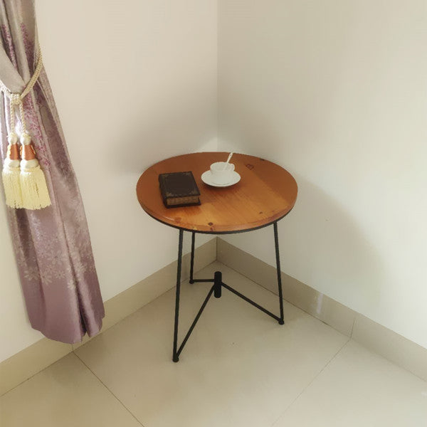 Rustic Style Side End Table Tri Pin Round Sofa Side Accent Table