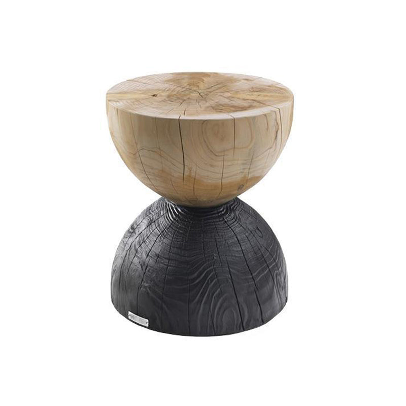 Scandinavian Round Solid Wood Top Side Table 16.5-inch Pedestal End Table