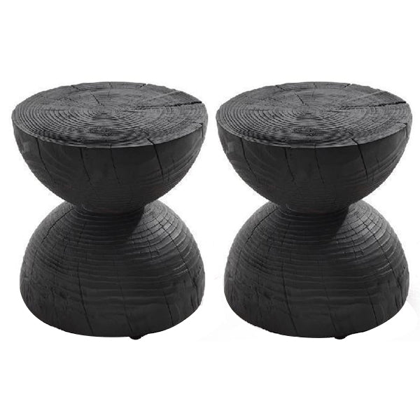 Scandinavian Round Solid Wood Top Side Table 16.5-inch Pedestal End Table