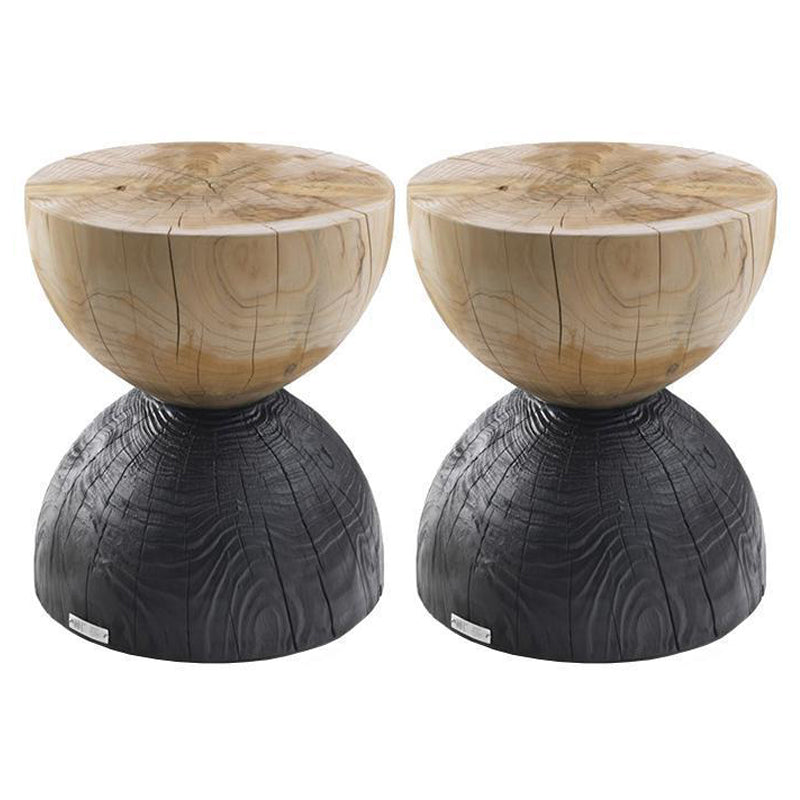 Scandinavian Round Solid Wood Top Side Table 16.5-inch Pedestal End Table