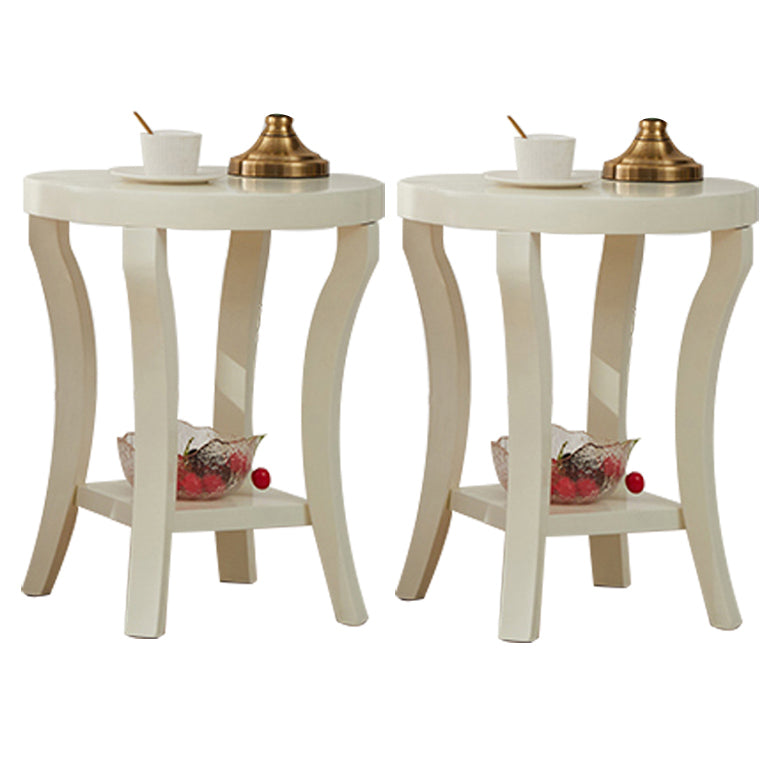 Traditional Round Wood Top Side Table 23.6"tall 4 Legs End Table with Shelf