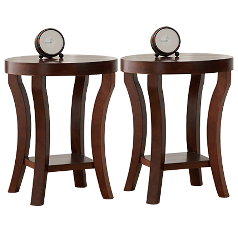 Traditional Round Wood Top Side Table 23.6"tall 4 Legs End Table with Shelf