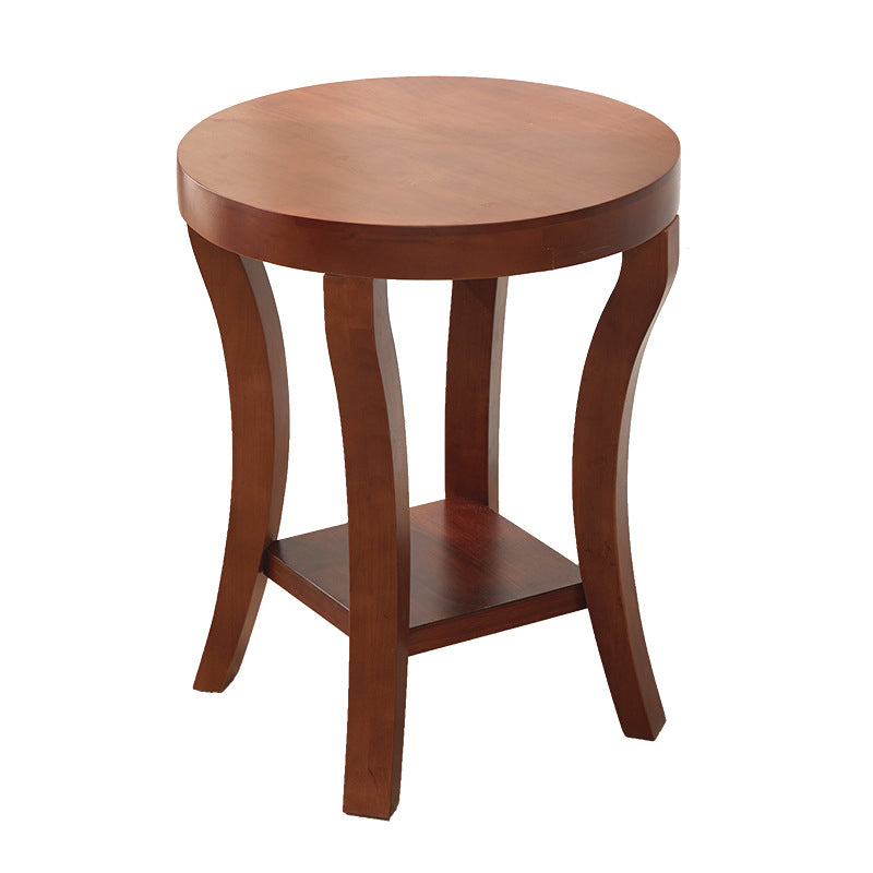 Traditional Round Wood Top Side Table 23.6"tall 4 Legs End Table with Shelf